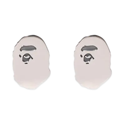 A BATHING APE Ape Head Silver Earrings "Silver"