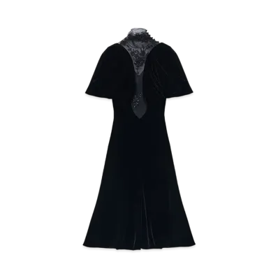 Alexander McQUEEN Lace Detail Velvet Dress "Black"