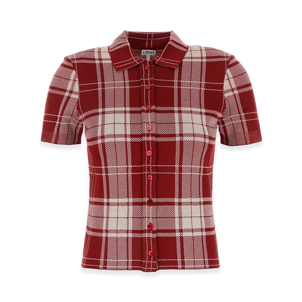 LOEWE Women's Short Sleeve Shirt "Red/White"