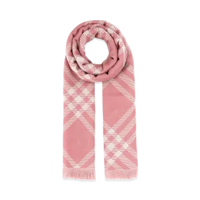 Burberry Women's Embroidered Wool Blend Scarf "Checked"