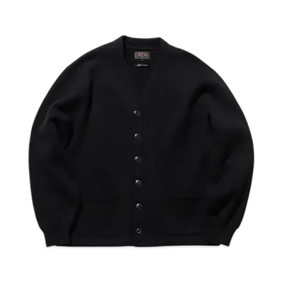 BEAMS Sweat V Cardigan Raised Back "Black"