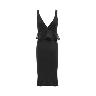 Saint Laurent Women's Halter Dress in Silk Crepe Muslin "Black"