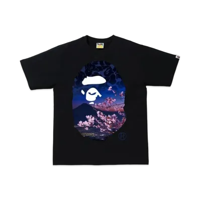 A BATHING APE Sakura Photo Ape Head Tee "Black"