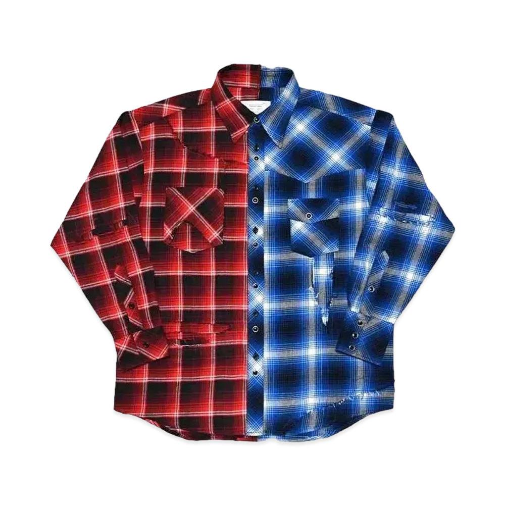 Rafu Remake shirt "BLUE/RED"