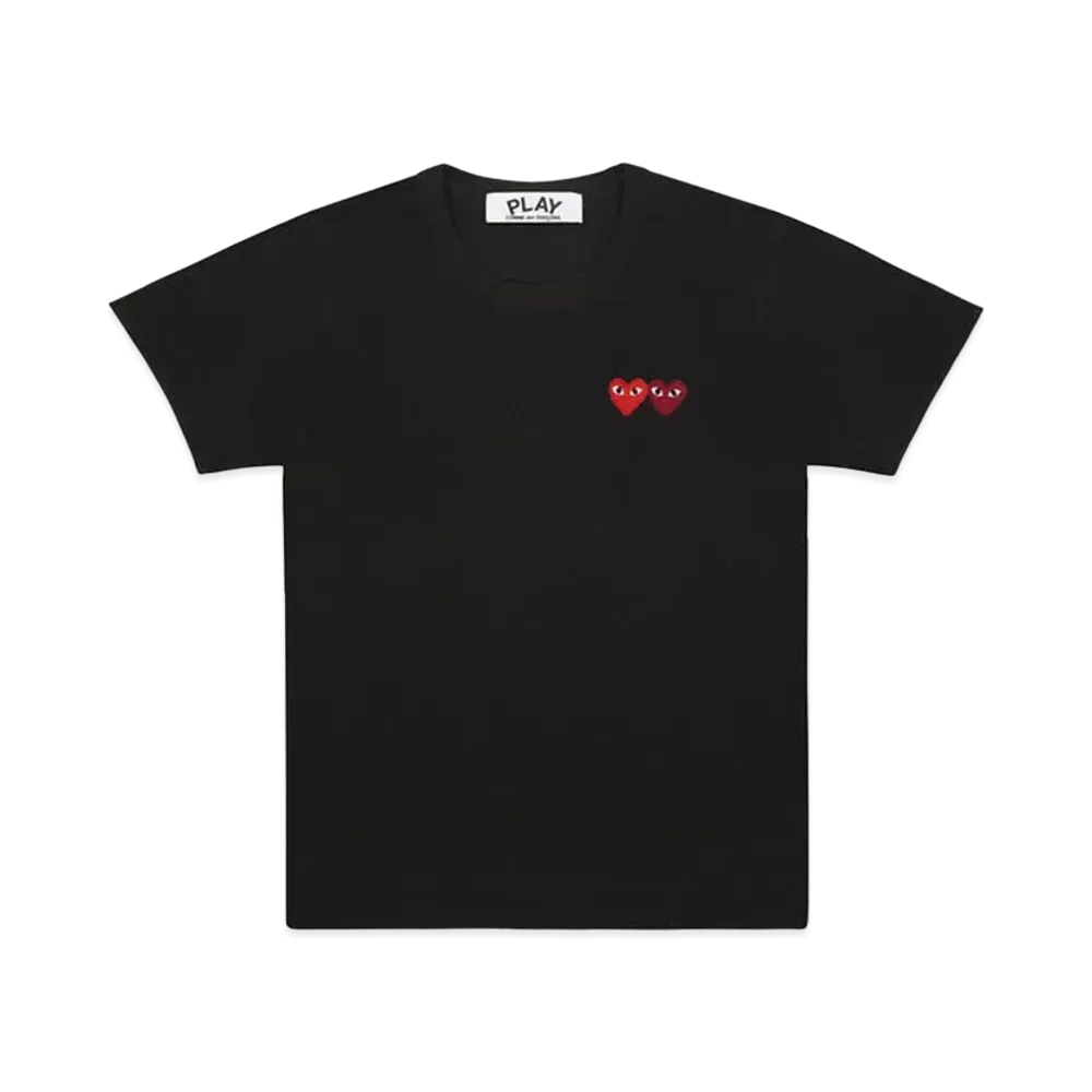PLAY COMME des GARCONS T-Shirt With Double Heart Mens "Black"