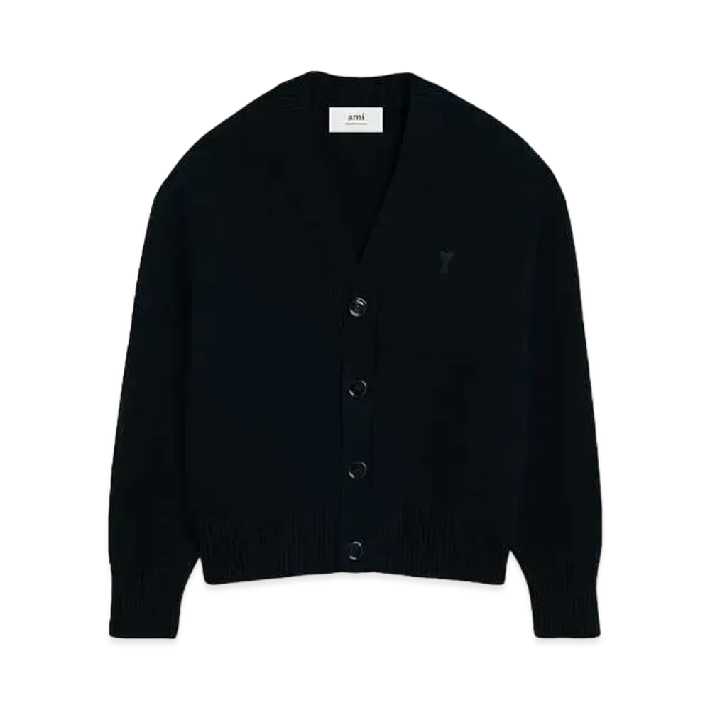 AMI PARIS Cotton Wool Cardigan "Black"