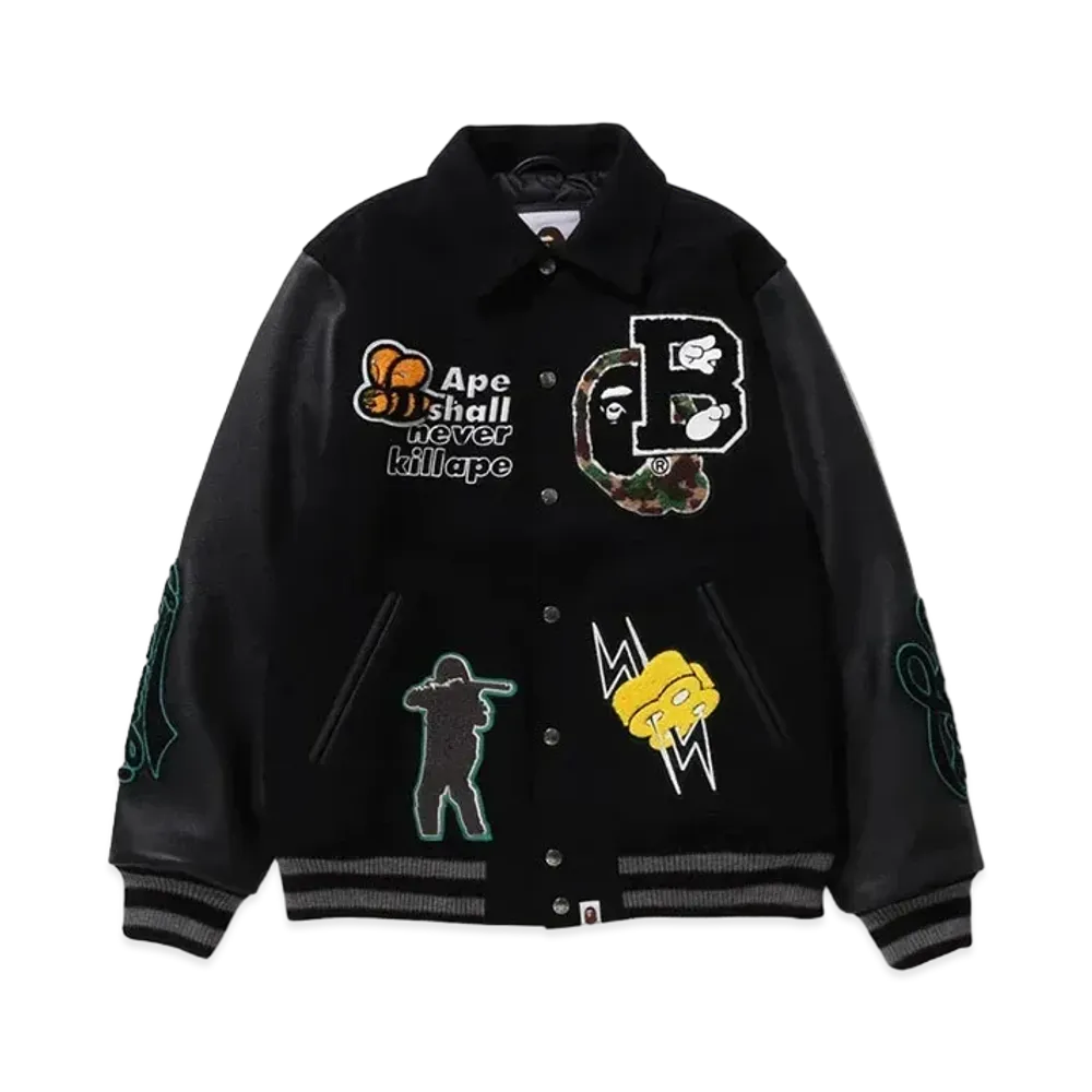 A BATHING APE Bape Varsity Jacket "Black"