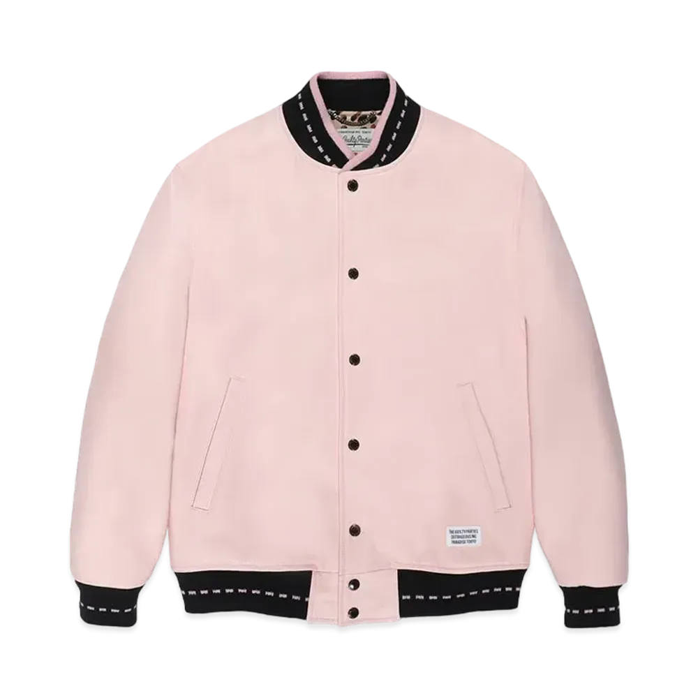 WACKO MARIA Leather Varsity Jacket "Pink"