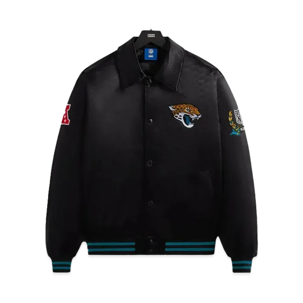 Kith x the NFL: Jaguars Satin Bomber Jacket "Black"