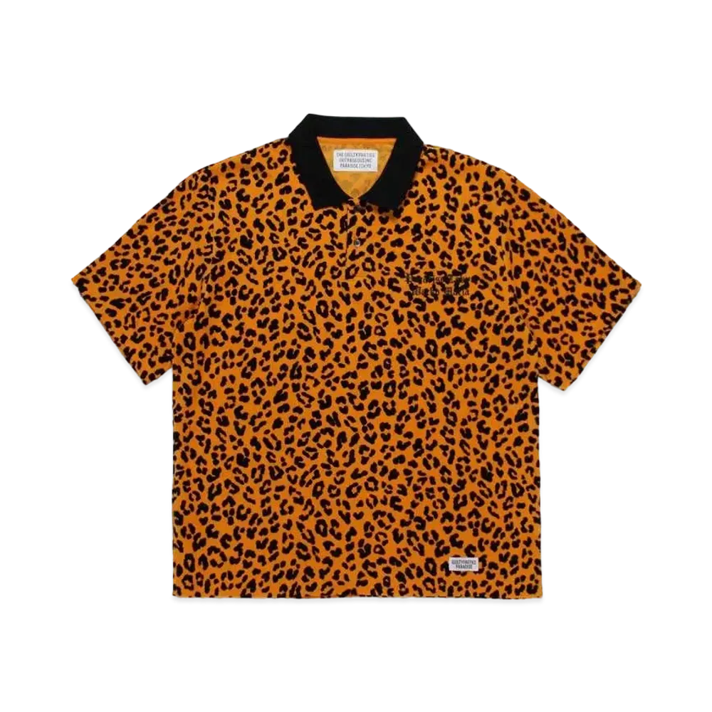 WACKO MARIA LEOPARD VELOUR POLO SHIRT "Orange"