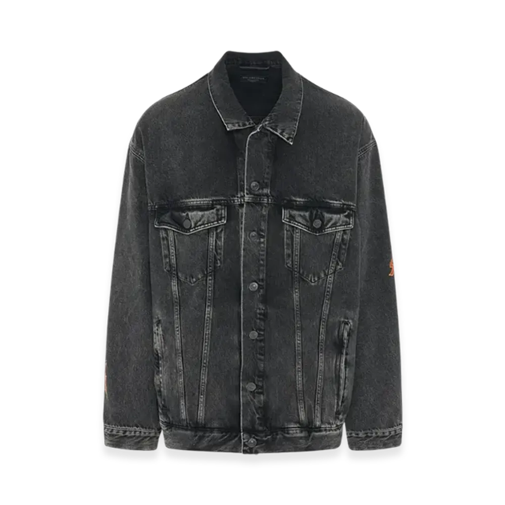 BALENCIAGA Japanese Denim Oversize Metal Jacket "Black"