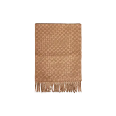 GUCCI Embroidered Wool Blend Scarf "Printed"