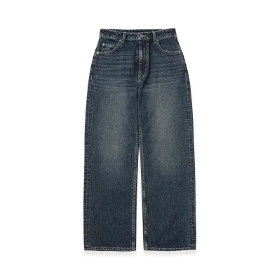 X-Girl Women's Face Patch Loose Fit Straight Pants "Light Indigo"