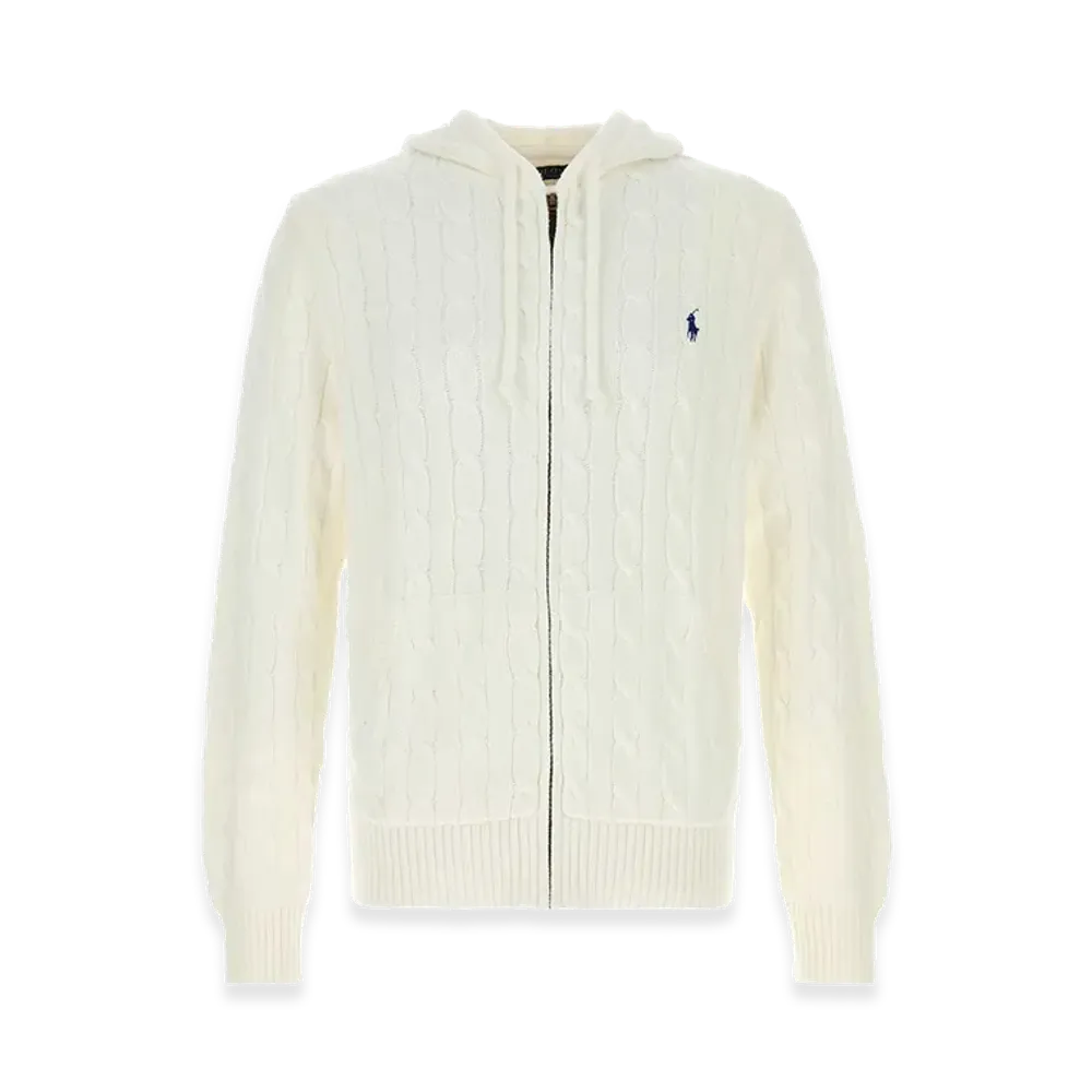 Polo Ralph Lauren Cable knit Cotton Hoodie "White"
