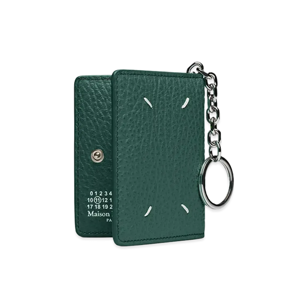 Maison Margiela 4-Stitch Card Holder with Keyring "Green"