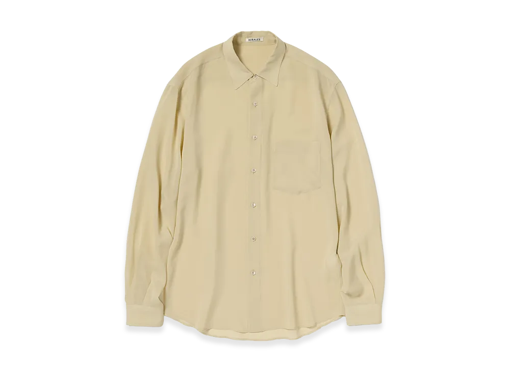AURALEE Airy Silk Georgette Shirt "Light Yellow"