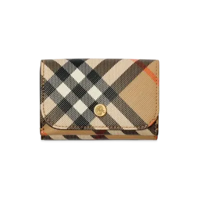 Burberry Check Compact Wallet "Sand"