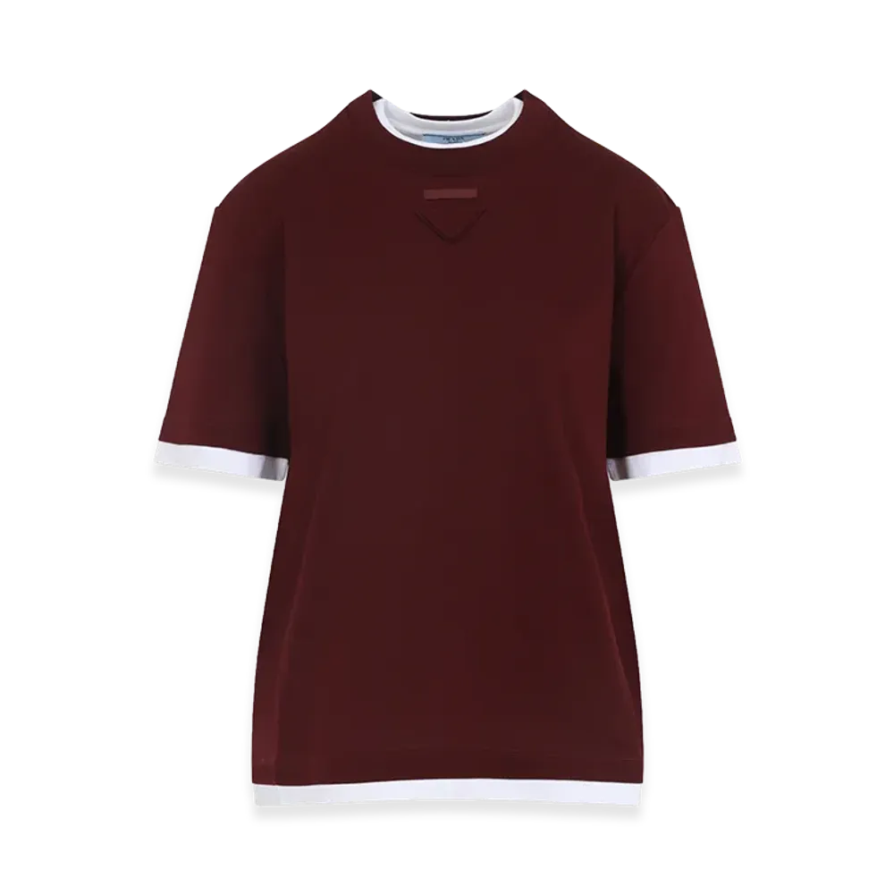 PRADA Women's Crew Neck T-Shirt "Bordeaux"
