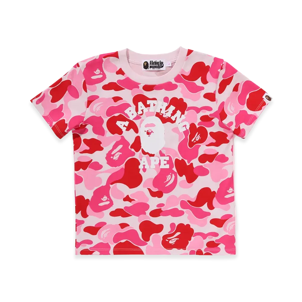 A BATHING APE Women's ABC Camo College Mini Tee "Pink"