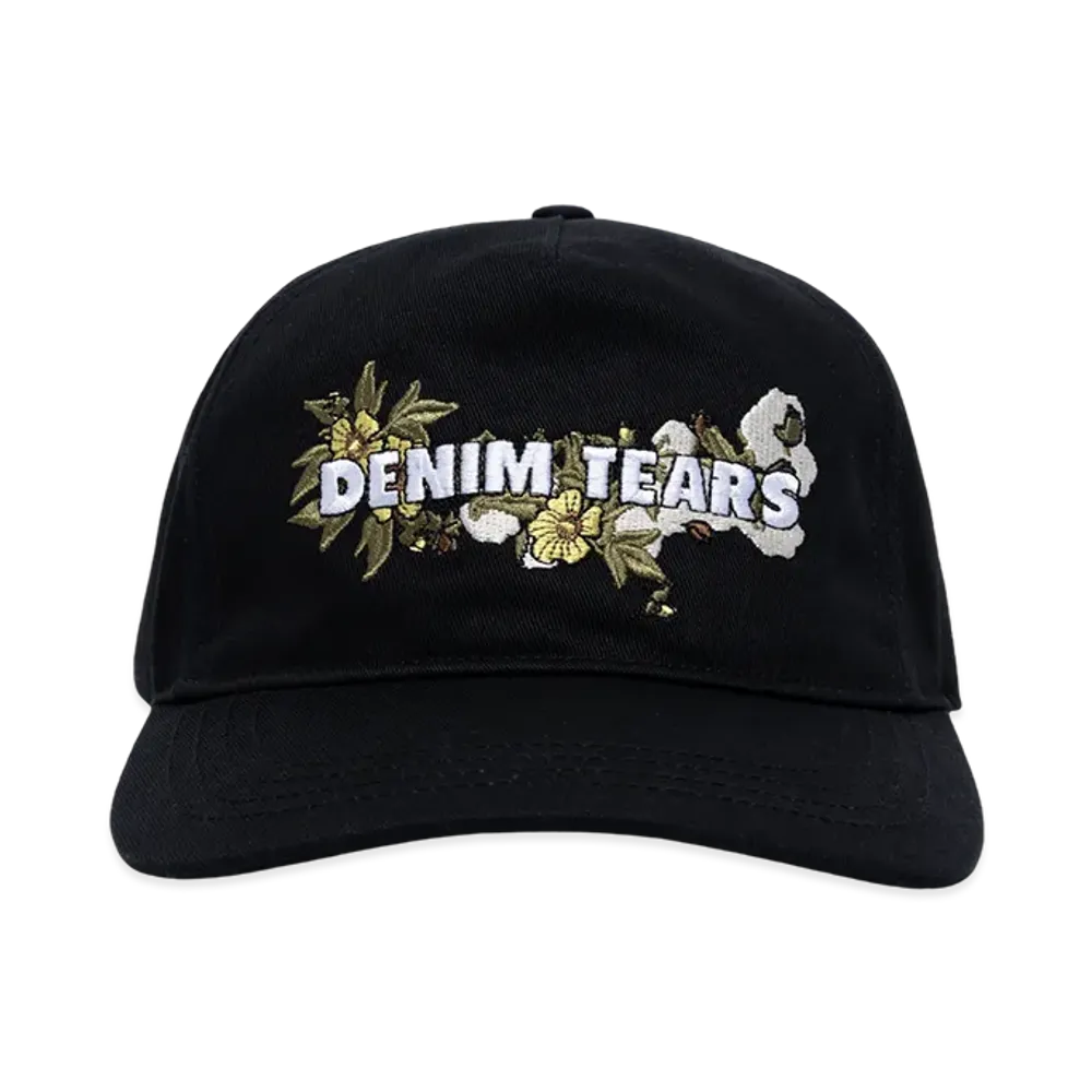 DENIM TEARS Floral Logo Trucker Hat "Black"