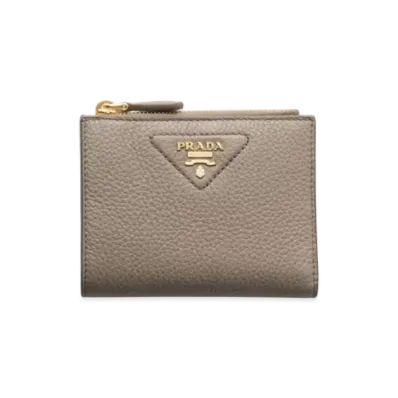 PRADA Small Leather Wallet "Gray"