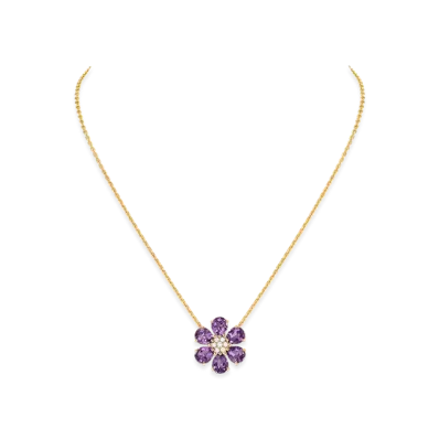Van Cleef & Arpels Fleurette pendant "18K Yellow gold/Amethyst/Diamond"