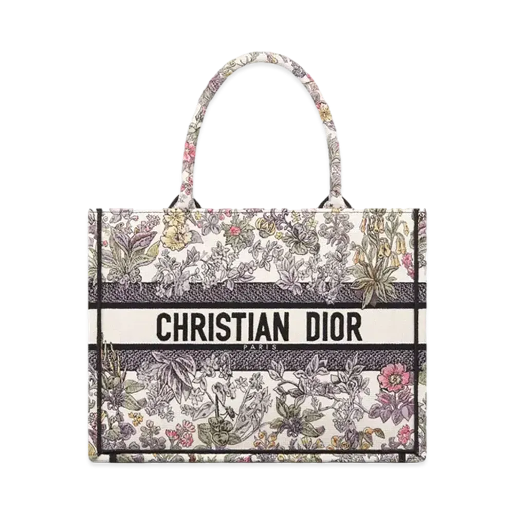 Dior Medium Dior Book Tote Embroidery with Millefiori Unicorn Motif (36 x 27.5 x 16.5cm) "Latte/Multi Color"
