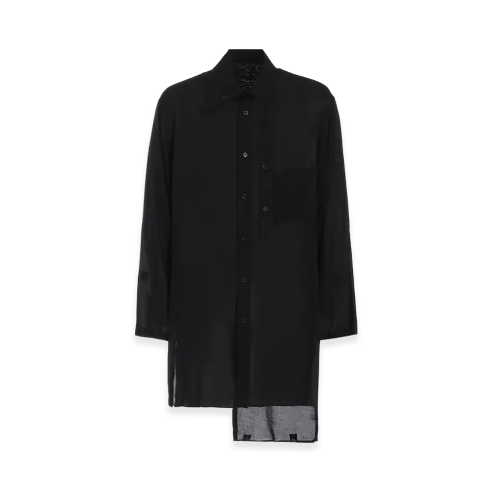 Yohji Yamamoto POUR HOMME 80 Modal Loan Double Layer Tab Collar Blouse "Black"
