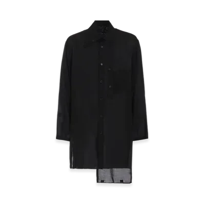 Yohji Yamamoto POUR HOMME 80 Modal Loan Double Layer Tab Collar Blouse "Black"