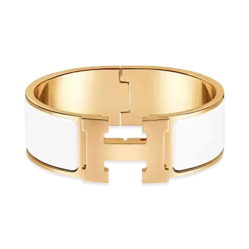 Hermes Clic Clac H Bracelet "Gold/Blanc"