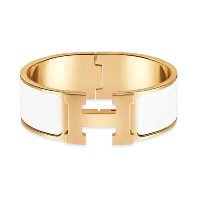 Hermes Clic Clac H Bracelet "Gold/Blanc"