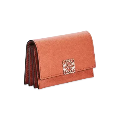 LOEWE Anagram Accordion Cardholder In Pebble Grained Calfskin "Pumpkin"