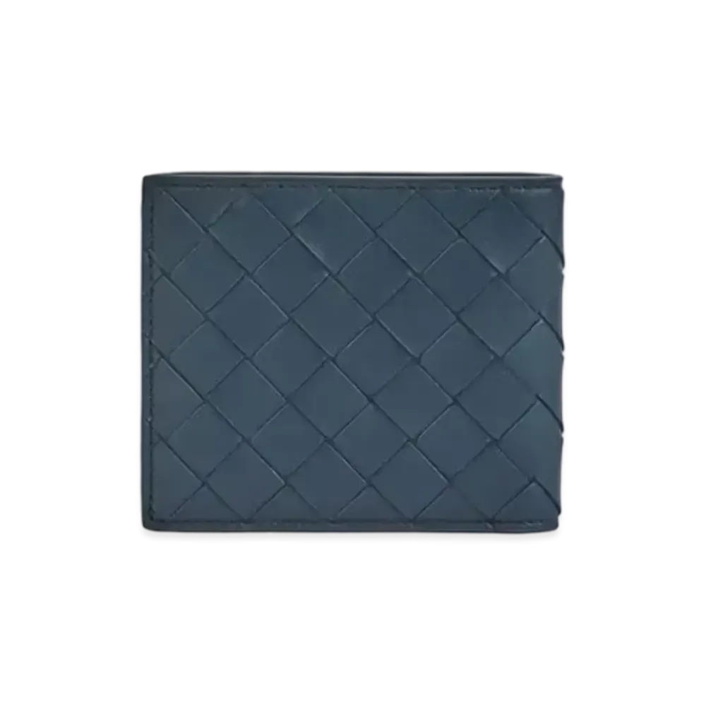Bottega Veneta Intrecciato Calfskin Tiny trifold Wallet "Deep Blue"