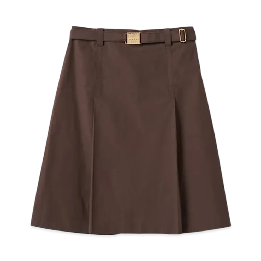 MIU MIU Women's Panama Cotton Skirt "Cocoa Brown"
