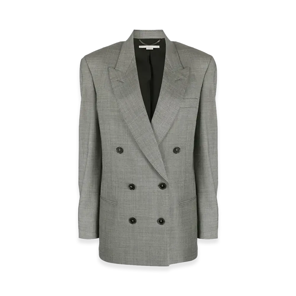 STELLA McCARTNEY Women's Oversized Double-Breasted Wool Jacket "Gray"