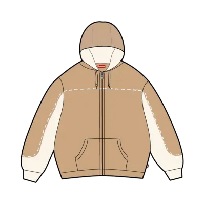 Supreme Piping Zip Up Hooded Sweatshirt "Dark Tan"