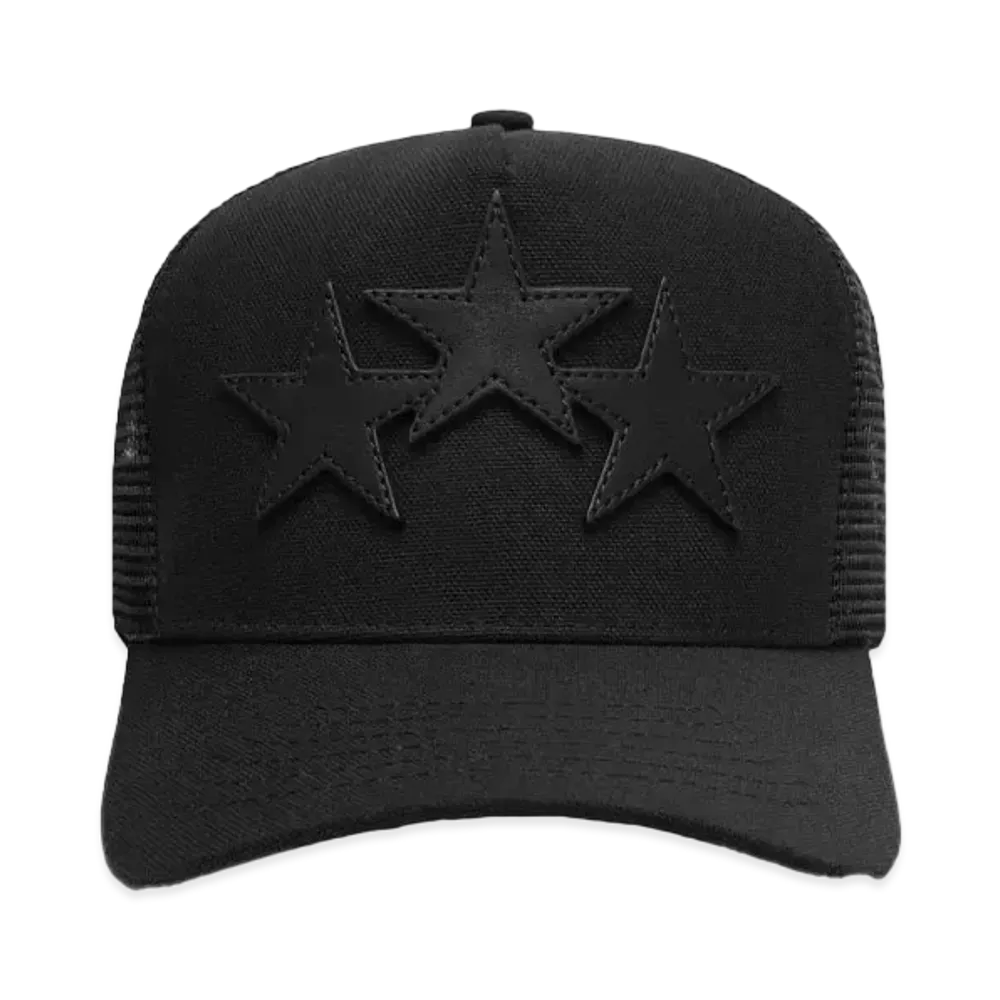 AMIRI 3 Star Trucker Hat "Black/Black"