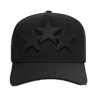 AMIRI 3 Star Trucker Hat "Black/Black"