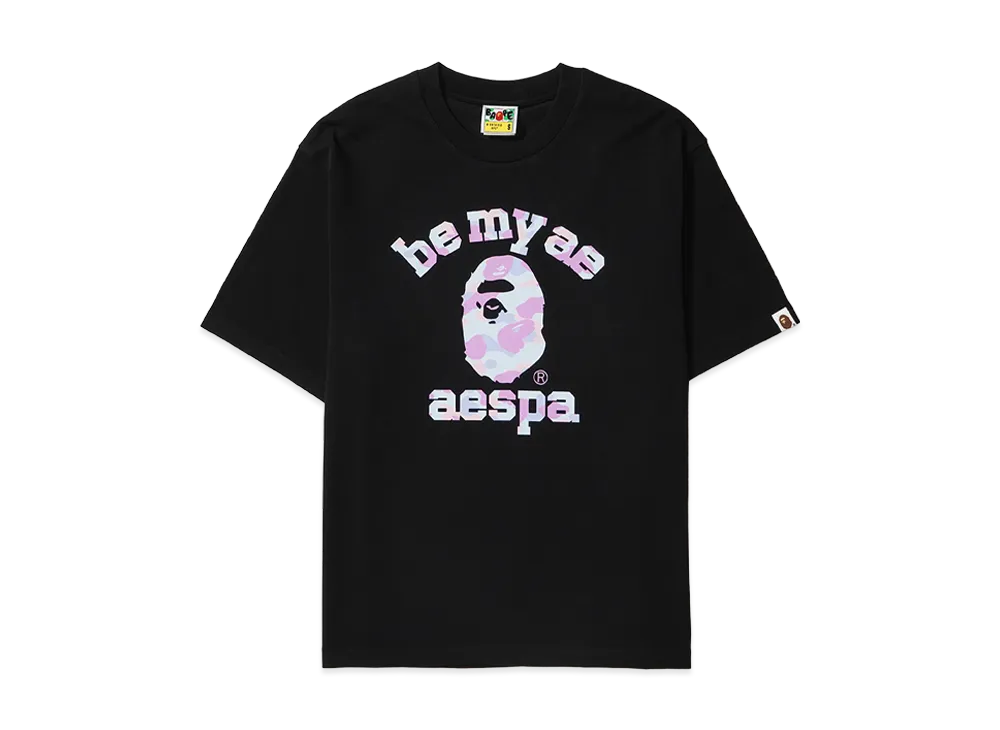 A BATHING APE x aespa College Relaxed Fit Tee "Black"