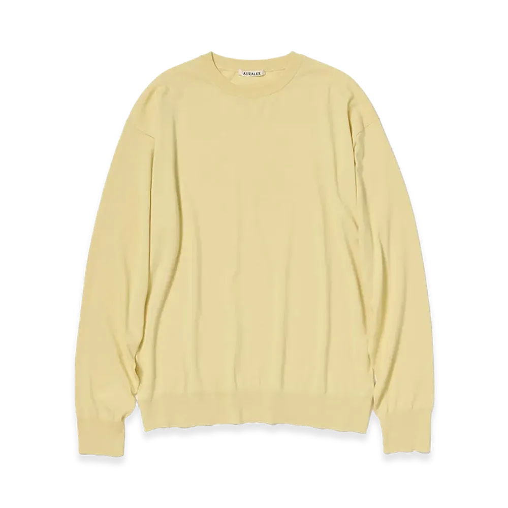 AURALEE Giza High Gauge Knit P/O "Yellow Beige"