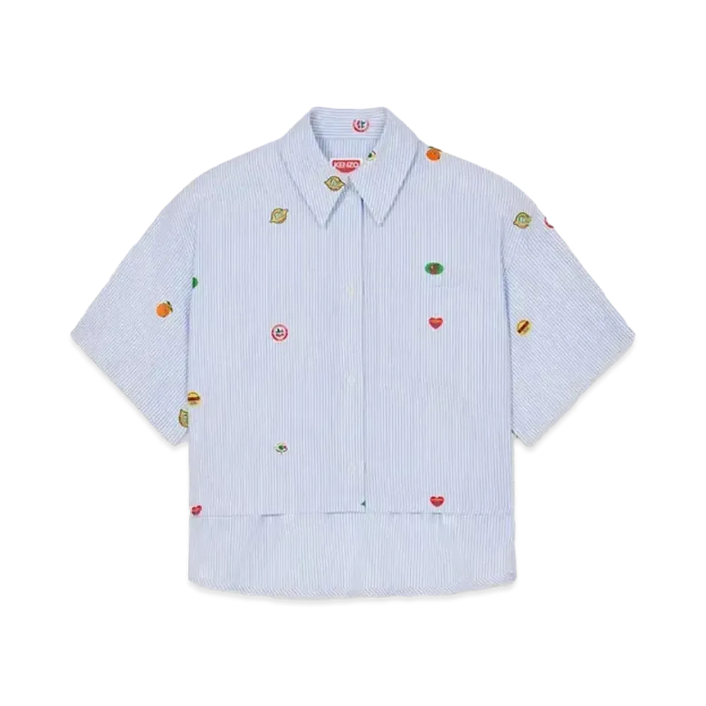KENZO 'FRUIT STICKERS' Cropped Shirt "Sky Blue"