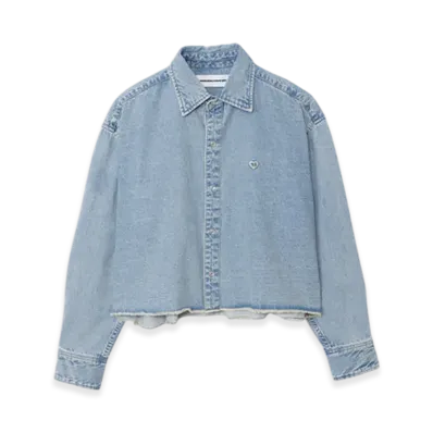 GOD ONLY KNOWS Cropped Denim Shirt "Faded Indigo"