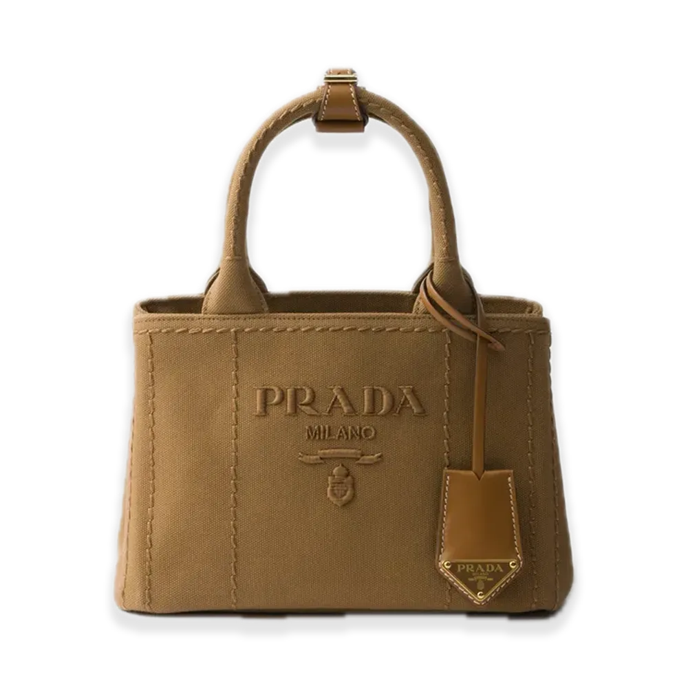 PRADA Cotton Canvas Mini Handbag "Tobacco"