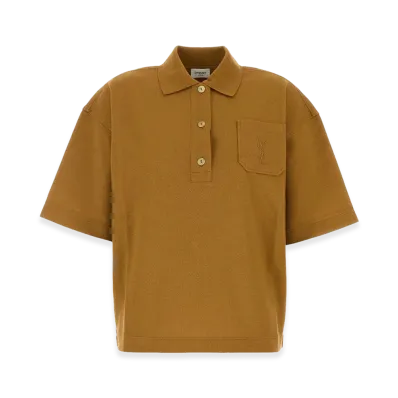 Saint Laurent Women's Piquet Oversize Polo Shirt "Ochre/Yellow"