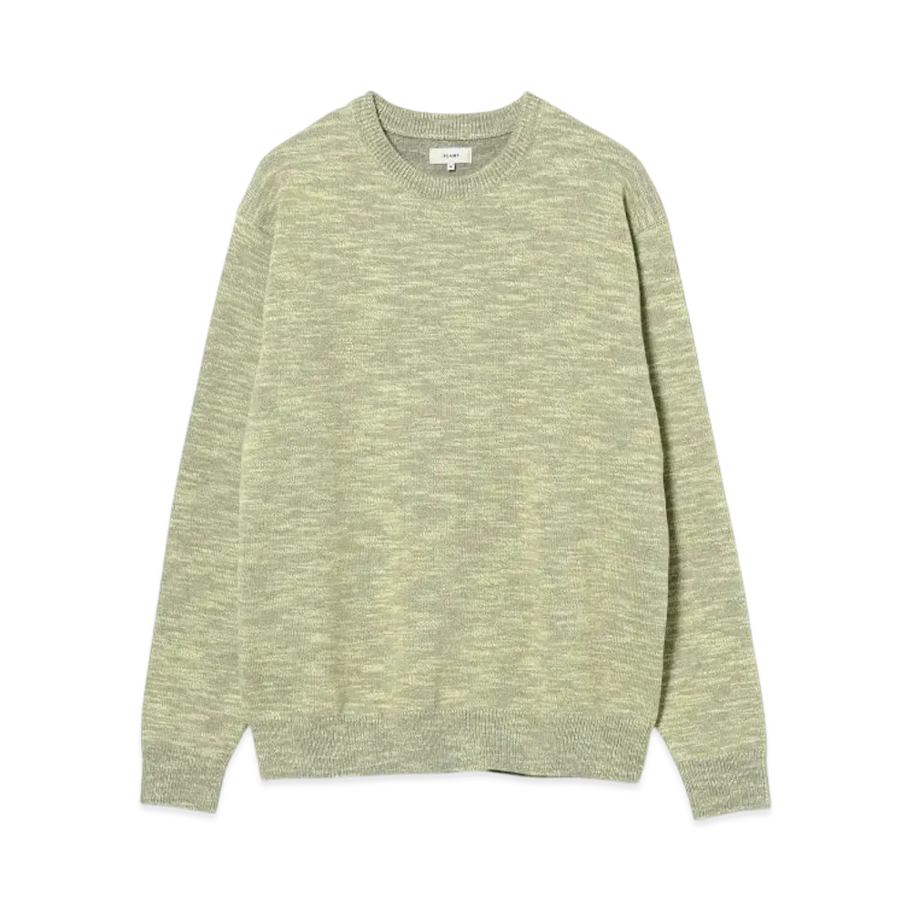 BEAMS 9 Gauge Color Slab Crew Neck Knit "Yellow"