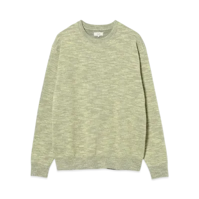 BEAMS 9 Gauge Color Slab Crew Neck Knit "Yellow"