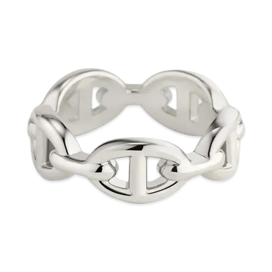 Hermes Chaine D'ancre Enchainee Ring PM "Silver"