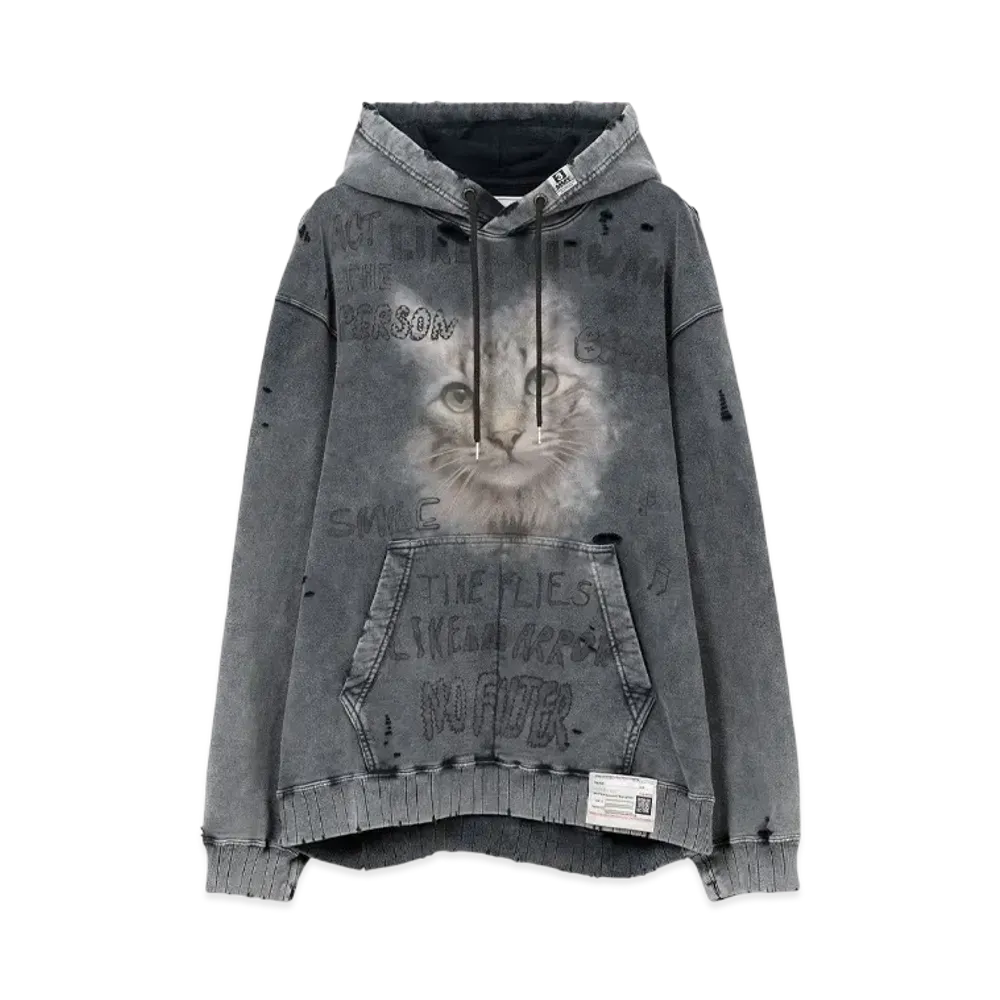 Maison MIHARA YASUHIRO Bleached Cat Print Hoodie "Black"