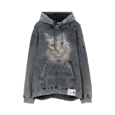 Maison MIHARA YASUHIRO Bleached Cat Print Hoodie "Black"