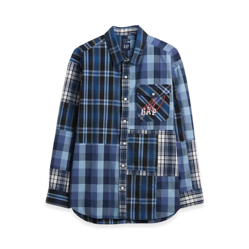 Gap x Sean Wotherspoon Oversized Patchwork Plaid Logo Shirt "Vintage Patchwork"